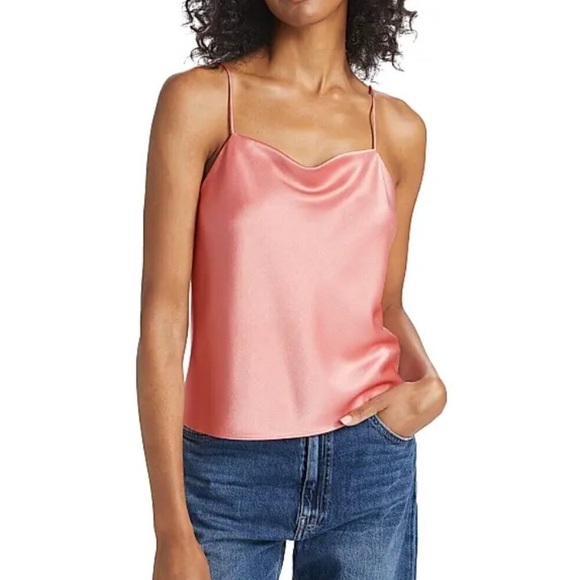 NWT Alice + Olivia Harmon Draped Satin Camisole Cami Tank Top Rose Pink Size XS - Picture 3 of 10